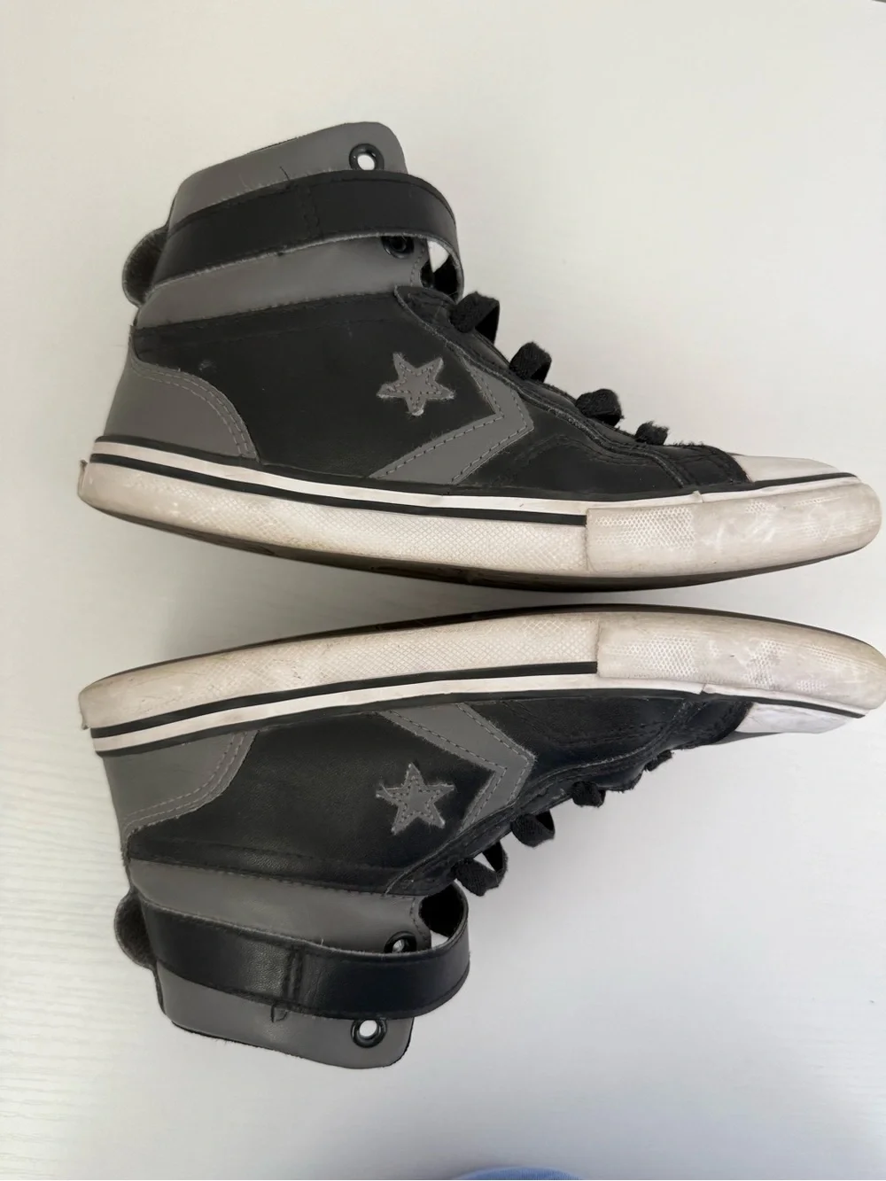 Converse Kids Black and Gray High-Top Sneakers with Star Logo